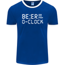 Beer O'Clock Funny Alcohol Drunk Humor Mens Ringer T-Shirt FotL Royal Blue/White