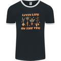 Vegan Living Life on the Veg Vegetarian Mens Ringer T-Shirt FotL Black/White