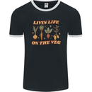 Vegan Living Life on the Veg Vegetarian Mens Ringer T-Shirt FotL Black/White