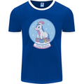 Christmas Unicorn Snow Globe Mens Ringer T-Shirt FotL Royal Blue/White