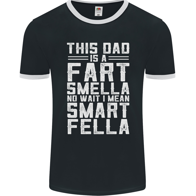 This Dad Is a Fart Smella Funny Fathers Day Mens Ringer T-Shirt FotL Black/White