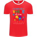 I Am His Voice He My Heart Autism Autistic Mens Ringer T-Shirt FotL Red/White
