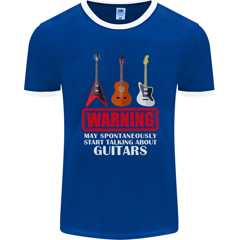 May Start Talking About Guitars Guitarist Mens Ringer T-Shirt FotL Royal Blue/White