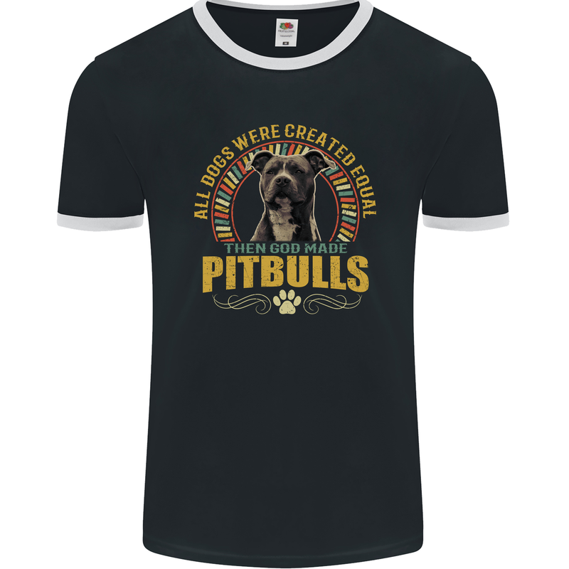 A Pitbull Dog Mens Ringer T-Shirt FotL Black/White