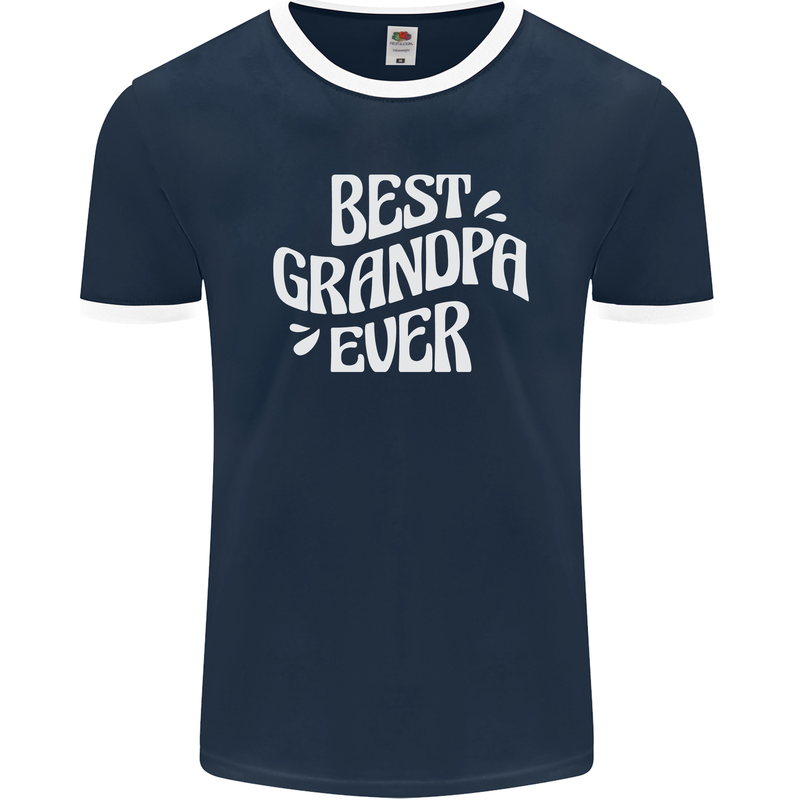 Best Grandpa Ever Grandparents Day Mens Ringer T-Shirt FotL Navy Blue/White