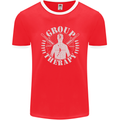 Group Therapy Shooting Hunting Rifle Funny Mens Ringer T-Shirt FotL Red/White