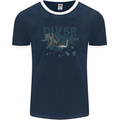 Scuba Diving Diver Mens Ringer T-Shirt FotL Navy Blue/White