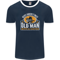 Guitar Never Underestimate an Old Man Mens Ringer T-Shirt FotL Navy Blue/White