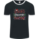 Santa's Favorite Teacher Funny Christmas Mens Ringer T-Shirt FotL Black/White