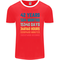 42nd Birthday 42 Year Old Mens Ringer T-Shirt FotL Red/White