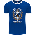 Muay Thai Fighter Warrior MMA Martial Arts Mens Ringer T-Shirt FotL Royal Blue/White