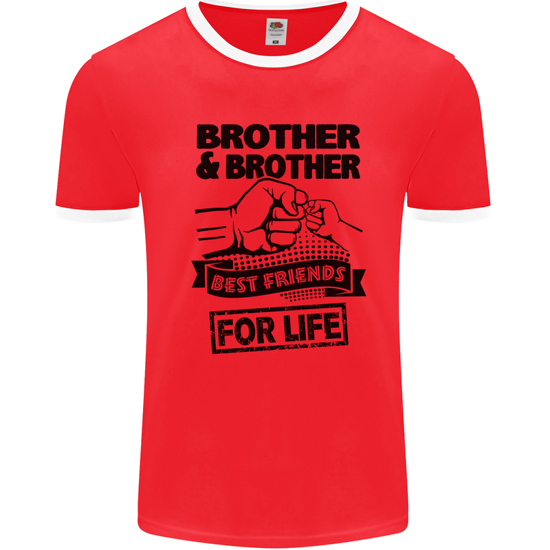 Brother & Brother Friends for Life Funny Mens White Ringer T-Shirt Red/White