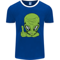 Angry Alien Finger Flip Funny Offensive Mens Ringer T-Shirt FotL Royal Blue/White