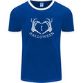 I Love Halloween Funny Skeleton Hand Skull Mens Ringer T-Shirt FotL Royal Blue/White