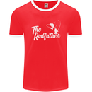 The Rodfather Funny Fishing Rod Father Mens Ringer T-Shirt FotL Red/White