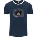 Vinyl Sunset Record LP Turntable Music Mens Ringer T-Shirt FotL Navy Blue/White