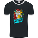 Believe in Christmas Funny Santa Xmas Mens Ringer T-Shirt FotL Black/White