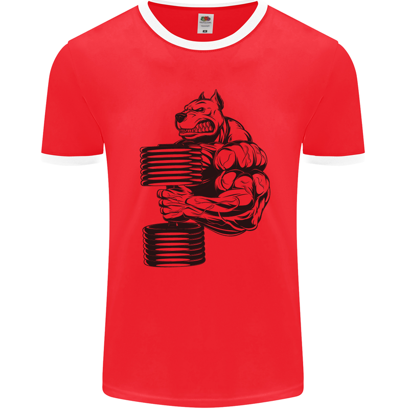 Bulldog Gym Training Top Weightlifting Mens Ringer T-Shirt FotL Red/White