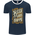 Beer Is Proof That God Loves Funny Alcohol Mens Ringer T-Shirt FotL Navy Blue/White