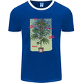 Weed Plant Cannabis Bud Drugs Marijuana Mens Ringer T-Shirt FotL Royal Blue/White