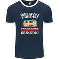 Caravan Weekend Forecast Caravanning Mens Ringer T-Shirt FotL Navy Blue/White