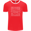 Carp Lines Fishing Fisherman Fish Angling Mens Ringer T-Shirt FotL Red/White