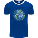 Earth Hands Climate Change Environment Mens Ringer T-Shirt FotL Royal Blue/White