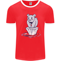 Floating Polar Bear Environment Climate Change Mens Ringer T-Shirt Red/White