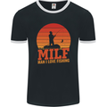 MILF Fishing Funny Fisherman Father's Day Mens Ringer T-Shirt FotL Black/White