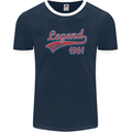 Legend Since 62nd Birthday 1961 Mens Ringer T-Shirt FotL Navy Blue/White