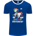 Autism Unicorn Embrace Different Autistic Mens Ringer T-Shirt FotL Royal Blue/White