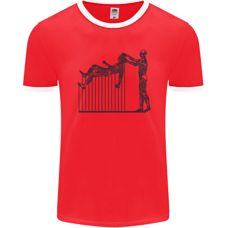 Robot Maintenance AI Futuristic SC-FI Mens Ringer T-Shirt FotL Red/White