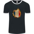 The French Tricolour Flag Fire France Mens Ringer T-Shirt FotL Black/White