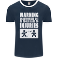 Warning Tools Builder Plumber Electrician Mens Ringer T-Shirt FotL Navy Blue/White