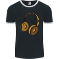 Donut Headphones Music DJ DJing Funny Mens Ringer T-Shirt FotL Black/White