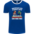 Weekend Forecast Rugby Funny Beer Alcohol Mens Ringer T-Shirt FotL Royal Blue/White