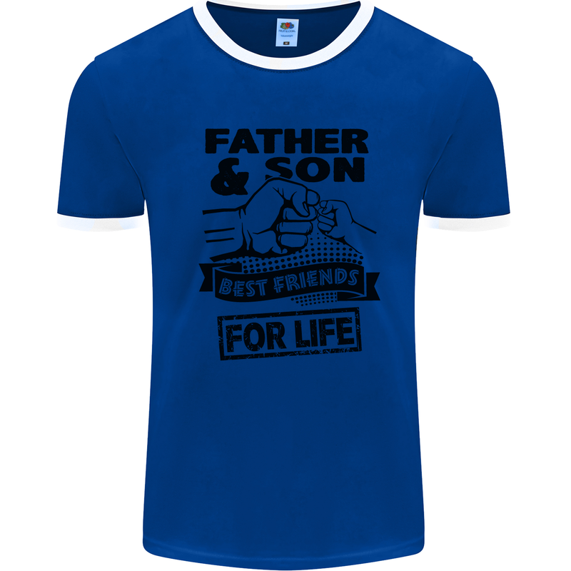 Father & Son Best Friends for Life Mens White Ringer T-Shirt Royal Blue/White