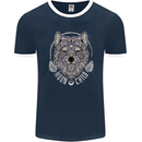 Mandala Wolf Mens Ringer T-Shirt FotL Navy Blue/White