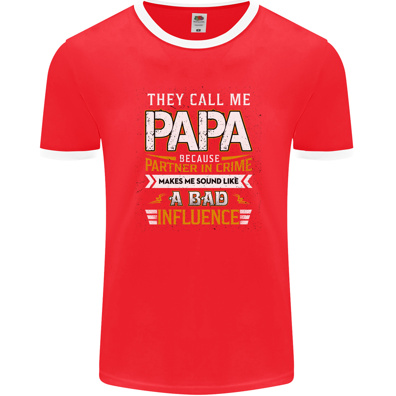 They Call Me Papa Funny Father's Day Mens Ringer T-Shirt FotL Red/White