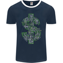 Electric Dollar Sign Crypto Cash Mens Ringer T-Shirt FotL Navy Blue/White