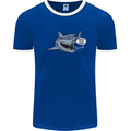 Where Are the Sharks? Scuba Diving Diver Mens Ringer T-Shirt FotL Royal Blue/White