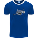 Where Are the Sharks? Scuba Diving Diver Mens Ringer T-Shirt FotL Royal Blue/White