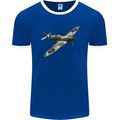 A Supermarine Spitfire Fying Solo Mens Ringer T-Shirt FotL Royal Blue/White