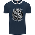 Life Is Better On Two Wheels Mens Ringer T-Shirt FotL Navy Blue/White