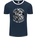 Life Is Better On Two Wheels Mens Ringer T-Shirt FotL Navy Blue/White