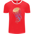 Colourful Jellyfish Ocean Life Mens Ringer T-Shirt FotL Red/White