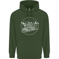 White Locomotive Steam Engine Train Spotter Childrens Kids Hoodie Forest Green