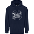 White Locomotive Steam Engine Train Spotter Childrens Kids Hoodie Navy Blue