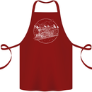White Locomotive Steam Engine Train Spotter Cotton Apron 100% Organic Maroon