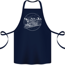 White Locomotive Steam Engine Train Spotter Cotton Apron 100% Organic Navy Blue